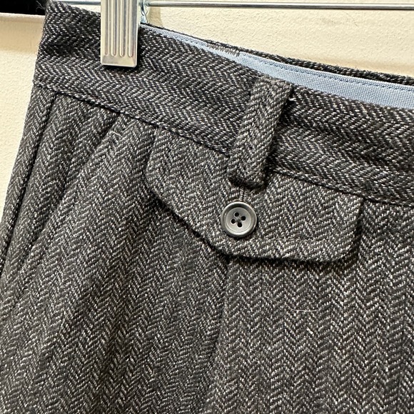 Land's End Canvas 1963 Woven Wool Short Shorts Herringbone Gray Size 4 Academia - Picture 5 of 10